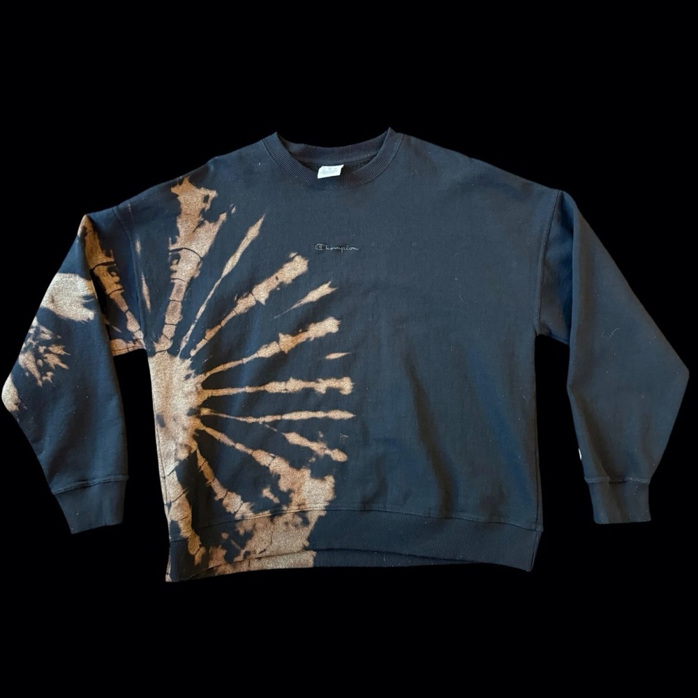 Haus of Hendo Hand Dyed Black and Brown Tie-Dye Crewneck Sweater